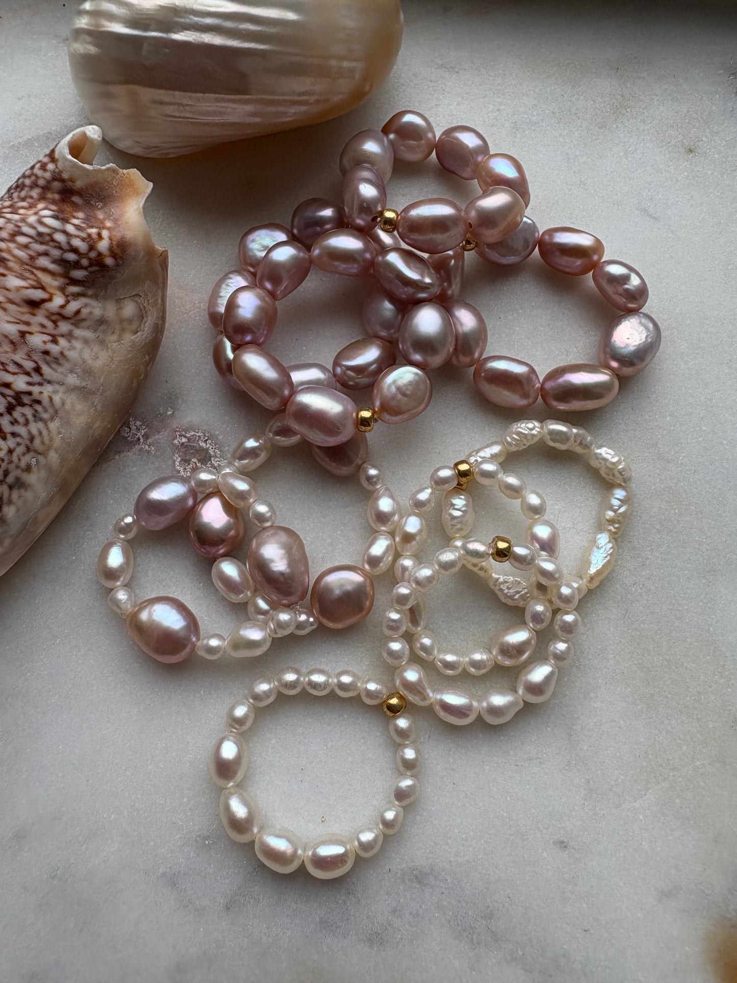 big rosé pearl ring