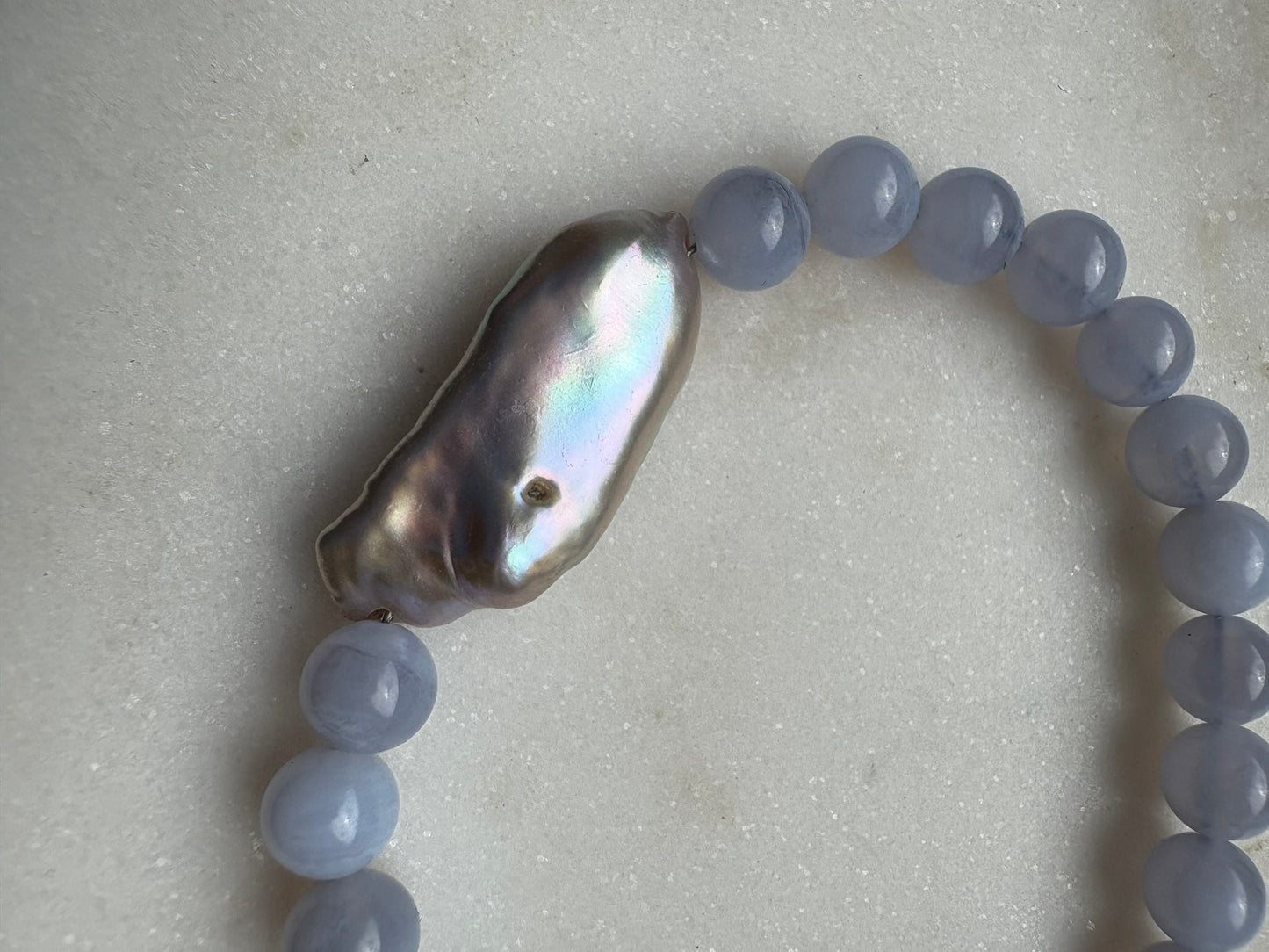 aqua pearl necklace