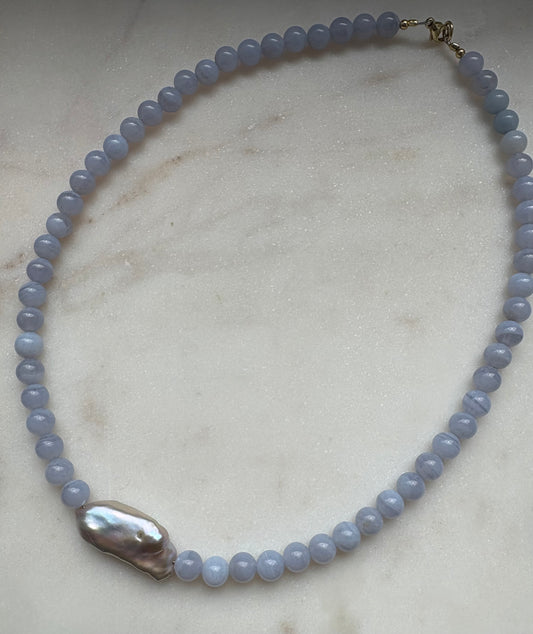 aqua pearl necklace