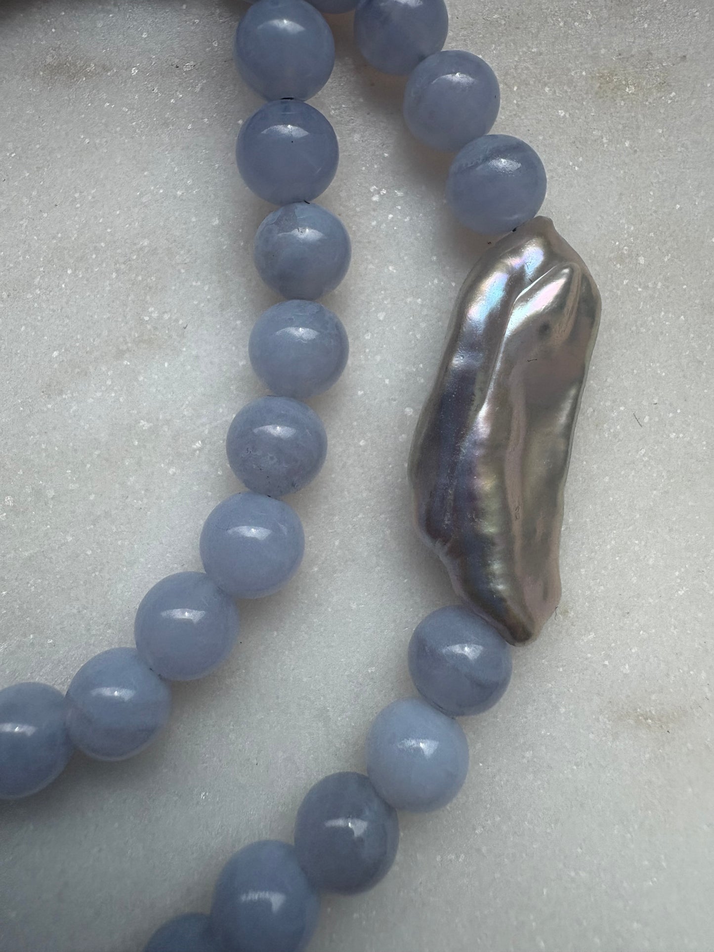 aqua pearl necklace
